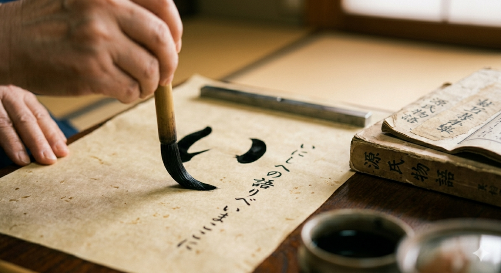 い 古文を楽しんでいる様子